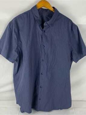 Lululemon Airing Easy Short Sleeve Button Up Blue Stretch Lightweight Shirt Men